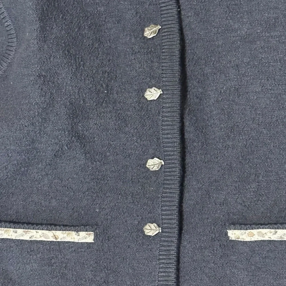 VTG Woolrich Gray Pure New Wool Sweater Vest Transitional Fall Leaves Autumn - M - Picture 5 of 14